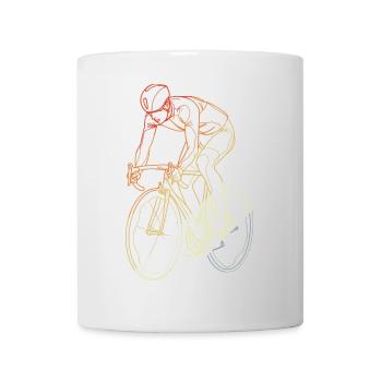 Vintage Fahrradfahrer Line Art - Tasse - Weiß - Vorne