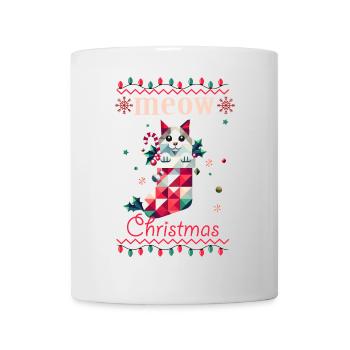 Chat espiègle en bas - Style de Noël laid - Mug blanc - blanc - Devant