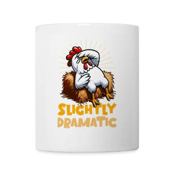 Slightly Dramatic – Chicken on Hay Bale - Mug - white - Front