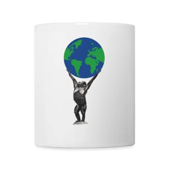 Monkey Earth Globe Ape Love Chimpanzee - Mug - white - Front