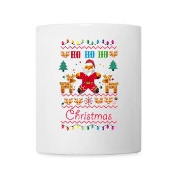 Ugly Christmas Sweater Design-Santa and Reindeer - Mug - white - Front