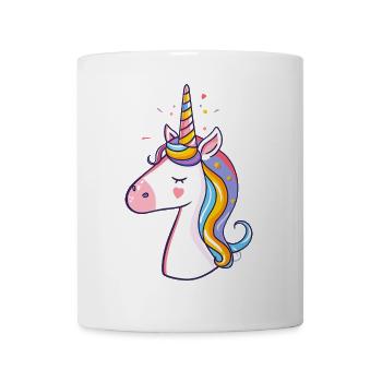 Niedliches stolzes Einhorn-Design - skurrile Cartoon-Kunst - Tasse - Weiß - Vorne