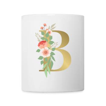 Elegant letter 'B' with flowers - Mug - white - Front