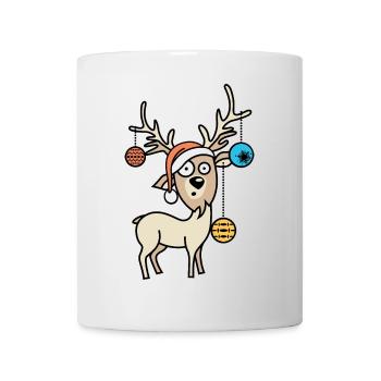 Reindeer comic Christmas funny Christmas tree icon - Mug - white - Front