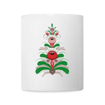 Ein weihnachtlich inspiriertes Blumenherz im Kurbits-Stil - Tasse - Weiß - Vorne