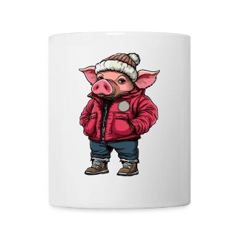 Mode d’hiver du cochon - Mug blanc - blanc - Devant