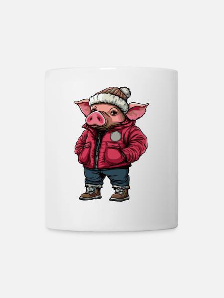 Mode d’hiver du cochon - Mug blanc - blanc