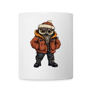 Hibou Mode Hiver - Mug blanc - blanc - Devant