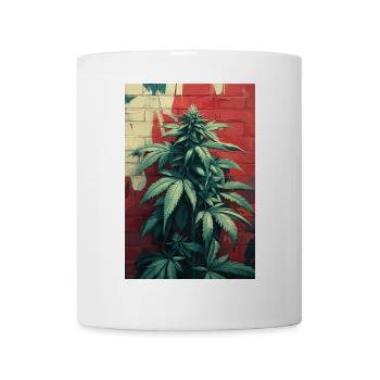 Graffiti de cannabis Mur Vert - Mug blanc - blanc - Devant
