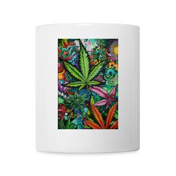 Psychedelische Blattwelt - Tasse - Weiß - Vorne