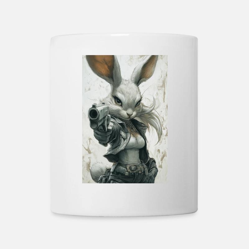 Lapin urbain avec pistolet - Mug blanc - blanc