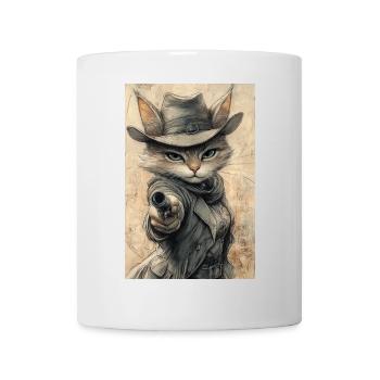 Katzen-Cowboy - Tasse - Weiß - Vorne