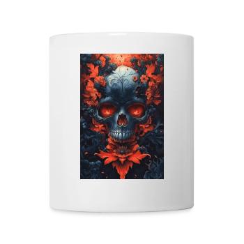 Blood Red Blossoms Skull Art - Mug - white - Front