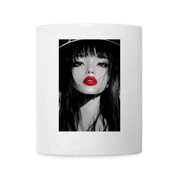 Rotes Lippen Gothic Porträt - Tasse - Weiß - Vorne