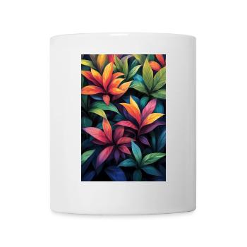 Motif de feuilles tropicales néon - Mug blanc - blanc - Devant