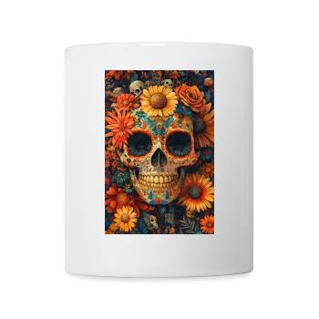 Blumen-Skull Día de los Muertos - Tasse - Weiß - Vorne