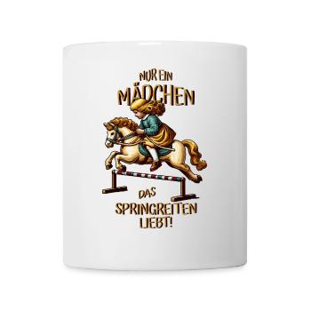 Kinder Springreiten - Tasse - Weiß - Vorne