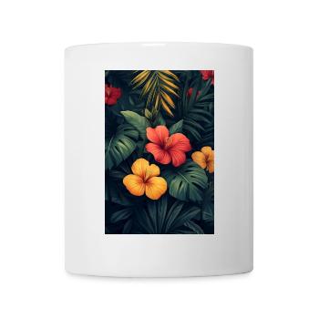 Tropischer Hibiskus-Dschungel - Tasse - Weiß - Vorne