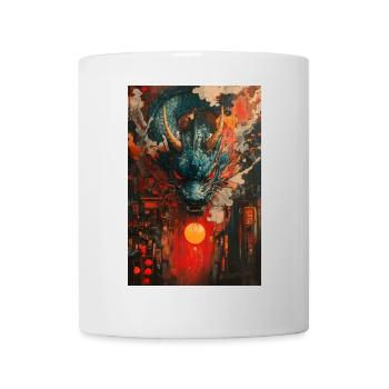 Drachensturm über Neon-Stadt - Tasse - Weiß - Vorne