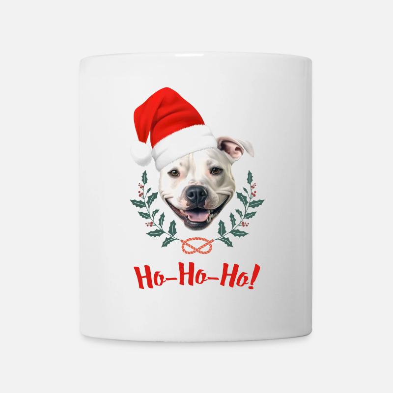 Tête de staffie blanc avec bonnet de père Noël - Mug blanc - blanc