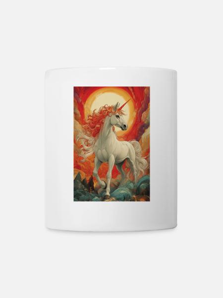 Feuerhimmel Einhorn - Tasse - Weiß