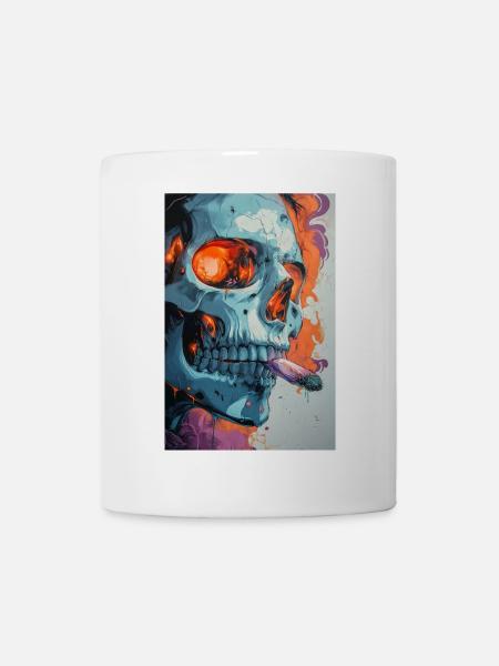 Skull Graffiti Feuerkunst - Tasse - Weiß