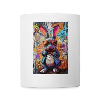 Bunter Graffiti Hase Sonnenbrille - Tasse - Weiß - Vorne