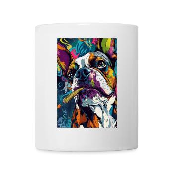 Bouledogue aux couleurs vives avec un cigare - Mug blanc - blanc - Devant