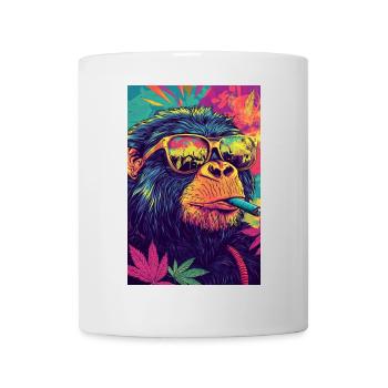 Psychedelischer Affe mit Sonnenbrille - Tasse - Weiß - Vorne