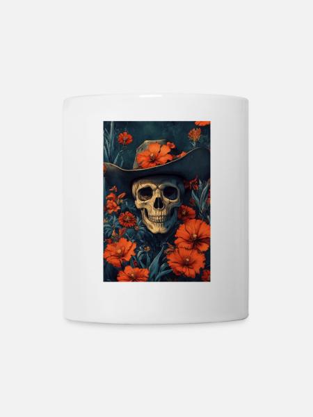 Skeleton sombrero in a sea of flowers - Mug - white