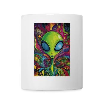 Psychedelischer Alien Neonrausch - Tasse - Weiß - Vorne