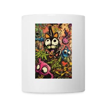 Buntes Comic-Monster Graffiti - Tasse - Weiß - Vorne