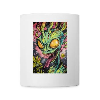 Psychedelic Alien Neon Graffiti - Mug - white - Front