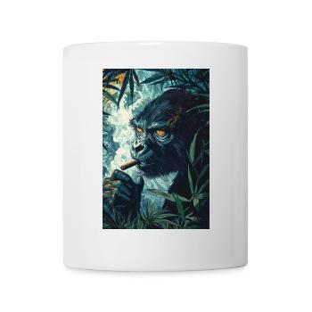 Dschungelgorilla mit Zigarettenrauch - Tasse - Weiß - Vorne