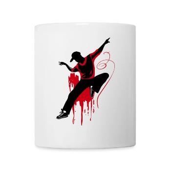 Breakdancer Dancer Silhouette in Red Black - Mug - white - Front