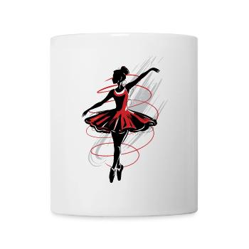 Ballerina silhouette, red and black abstract - Mug - white - Front