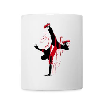 Breakdancer Silhouette in Red Black, Abstract - Mug - white - Front