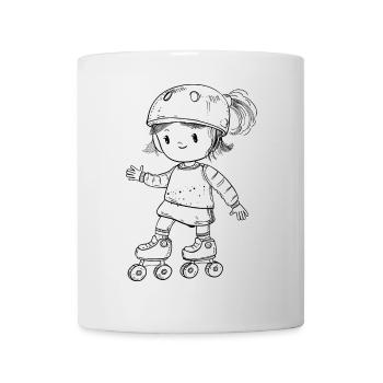 Rollschuhfahrerin Comic Look - Tasse - Weiß - Vorne