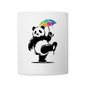 Dancing panda with rainbow umbrella - Mug - white - Front