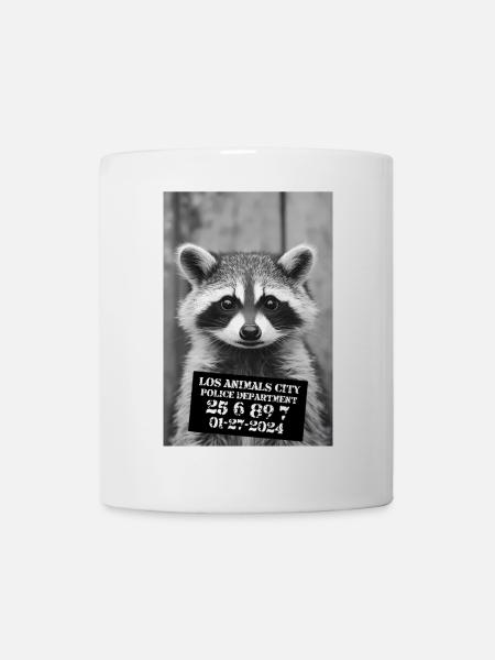 Drôle de raton laveur Mugshot - Mug blanc - blanc