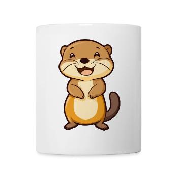Loutre mignonne et heureuse dans le style dessin animé - Adorable - Mug blanc - blanc - Devant