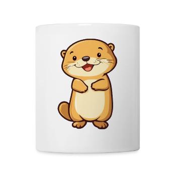 Loutre mignonne et heureuse dans le style dessin animé - Adorable - Mug blanc - blanc - Devant