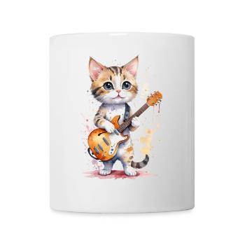 Purrfect Musician - Cat Playing Guitar Watercolor - Mug - white - Front
