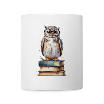 Scholarly Owl - Watercolor - Mug - white - Front