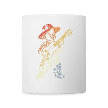Ukulele Line Art Retro-Stil - Tasse - Weiß - Vorne