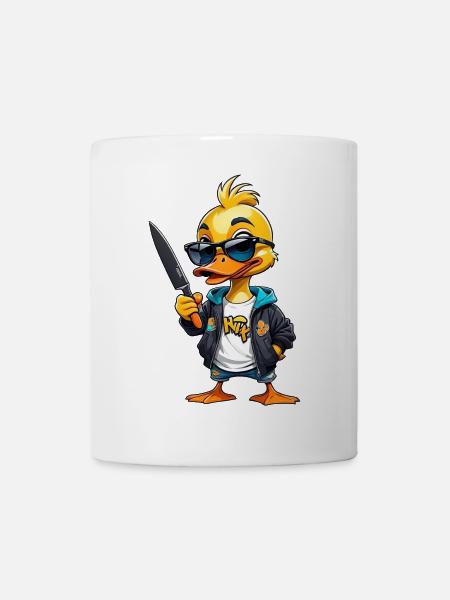 SSW33 Messer Ente mit Hoodie Jacke - Tasse - Weiß