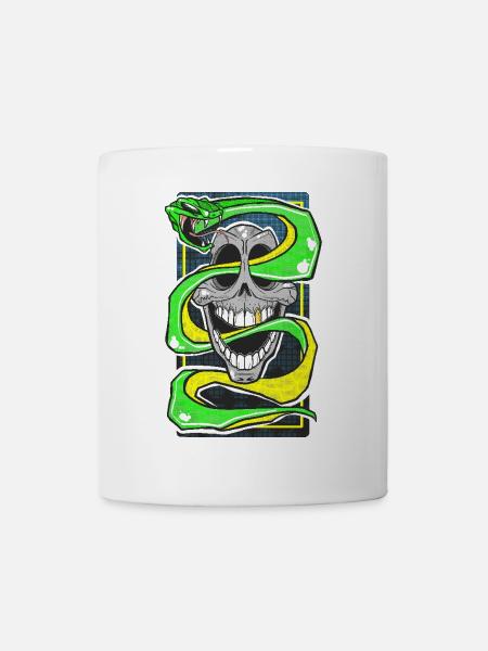 Skull & Snake Neon Edition - Tasse - Weiß
