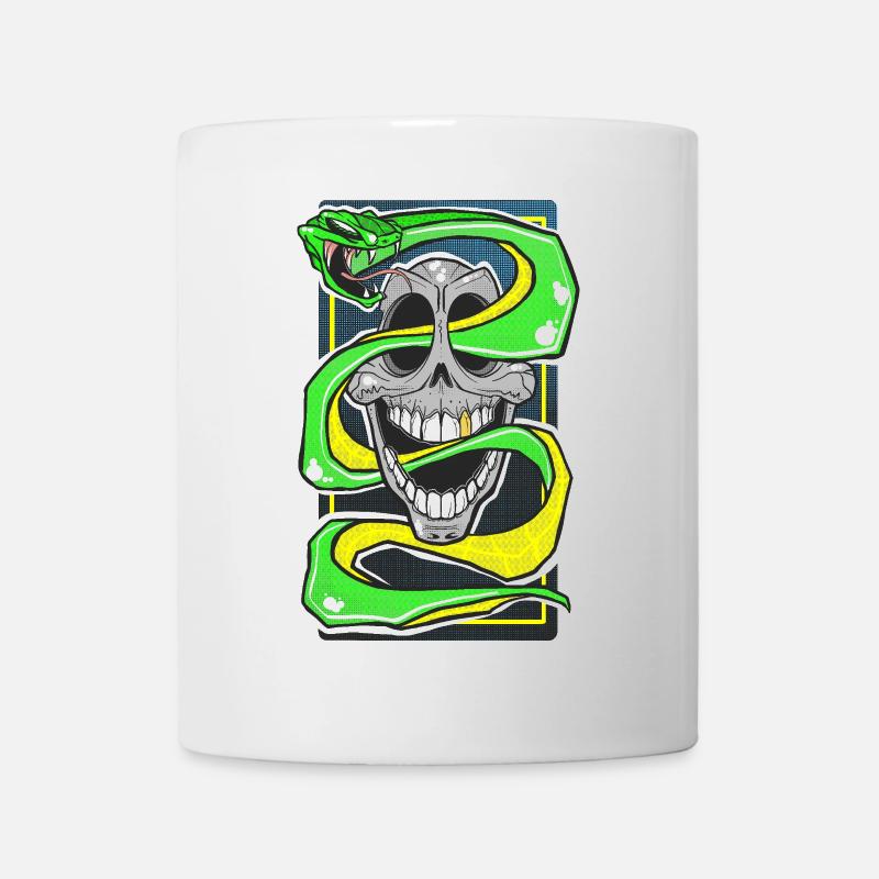 Skull & Snake Neon Edition - Tasse - Weiß