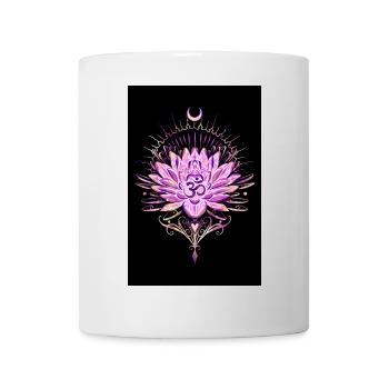 Mystische Lotusblüte mit Om-Symbol und Mondsichel - Tasse - Weiß - Vorne