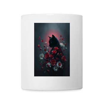 Katze mit Blumen - Tasse - Weiß - Vorne